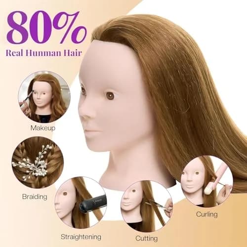 Neverland Beauty & Health 28" Mannequin Head with 80% Real Human Hair for Makeup Practice Head | Salon & Training Tool thumbnail 2
