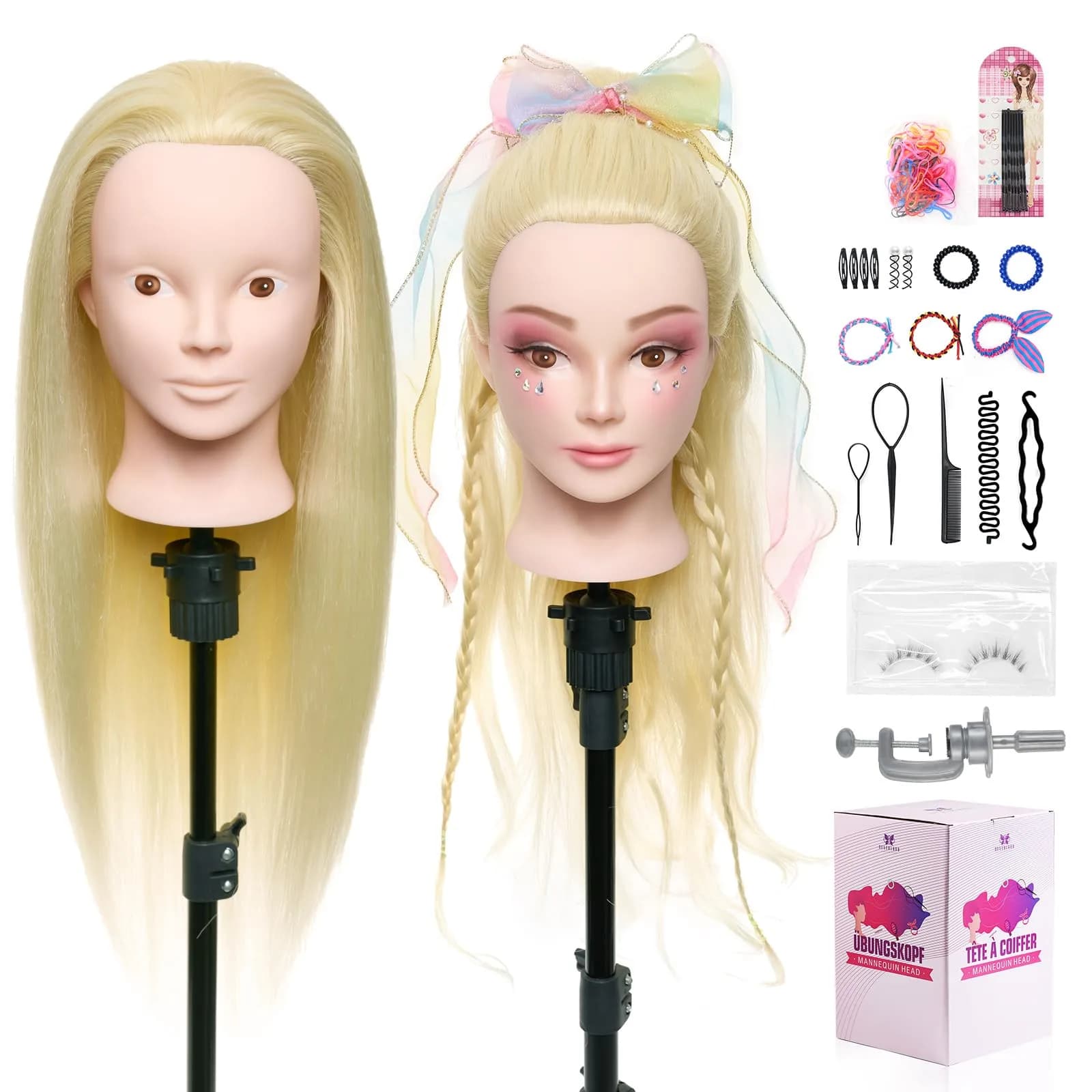 Neverland Beauty & Health 28" Mannequin Head with 80% Real Human Hair | Salon-Grade Practice Head for Hair Styling (70-120 chars)