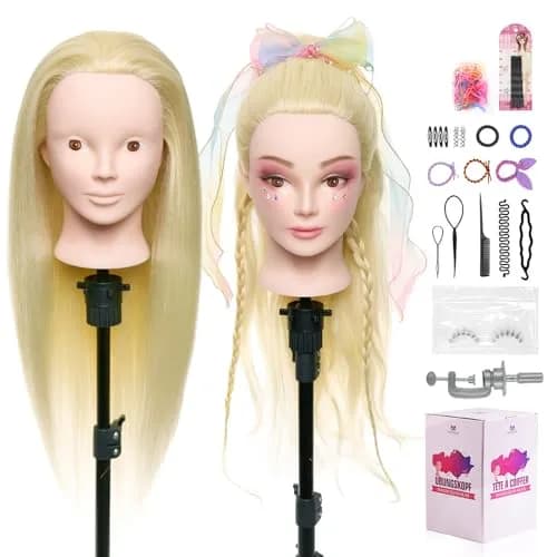 Neverland Beauty & Health 28" Mannequin Head with 80% Real Human Hair | Salon-Grade Practice Head for Hair Styling (70-120 chars) thumbnail 1
