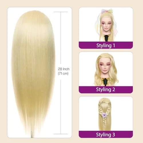 Neverland Beauty & Health 28" Mannequin Head with 80% Real Human Hair | Salon-Grade Practice Head for Hair Styling (70-120 chars) thumbnail 6