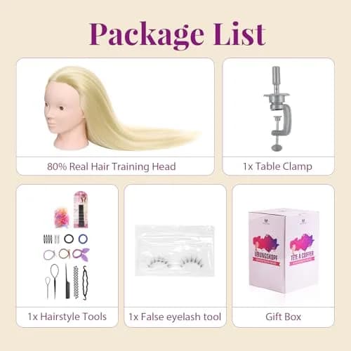 Neverland Beauty & Health 28" Mannequin Head with 80% Real Human Hair | Salon-Grade Practice Head for Hair Styling (70-120 chars) thumbnail 8