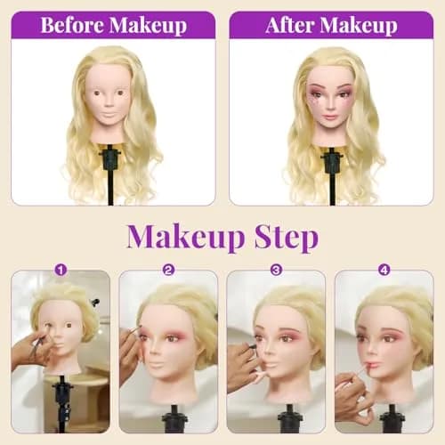 Neverland Beauty & Health 28" Mannequin Head with 80% Real Human Hair | Salon-Grade Practice Head for Hair Styling (70-120 chars) thumbnail 3