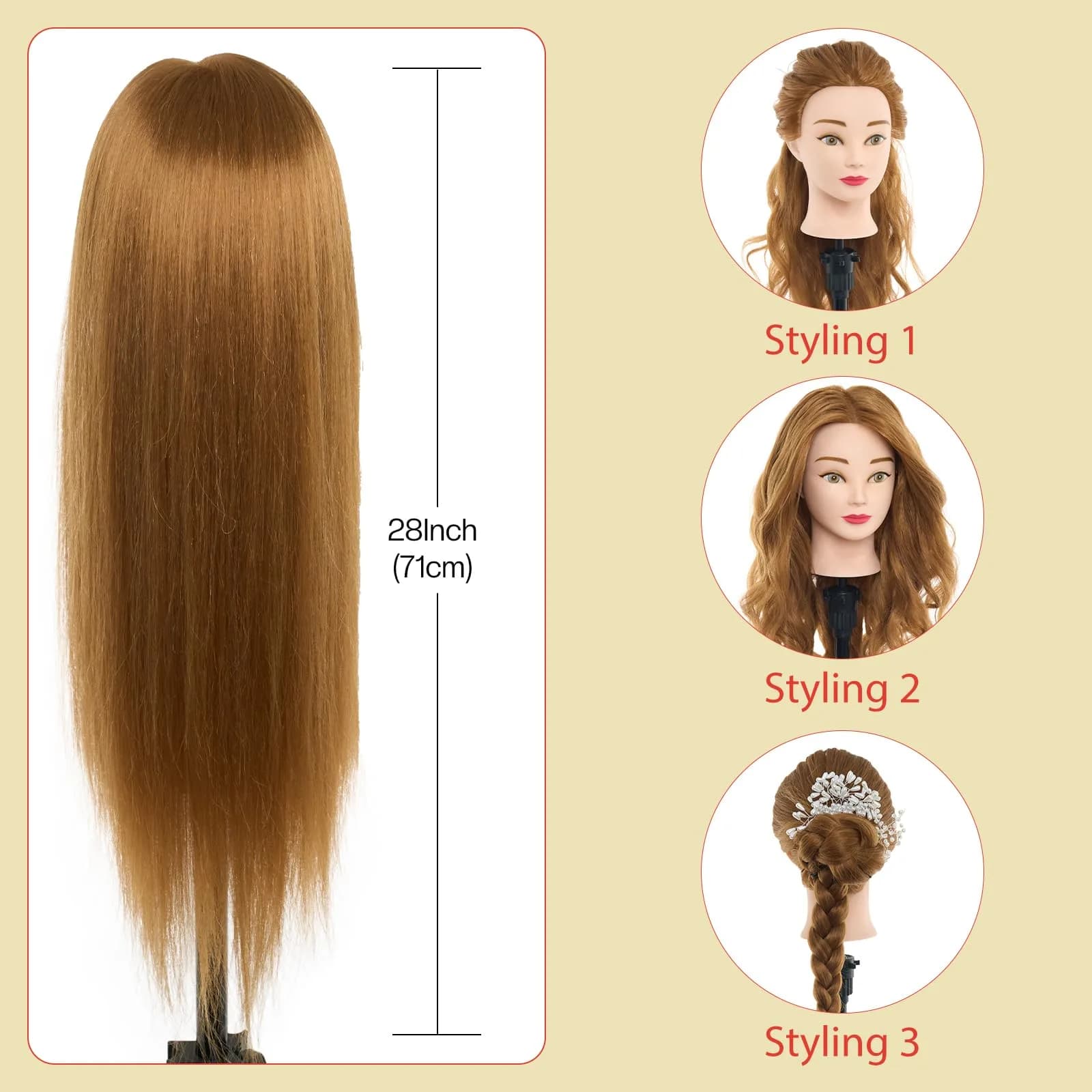 Neverland Beauty & Health Mannequin Head with 80% Human Hair 26 Inch | Salon & Cosmetology Practice thumbnail 5