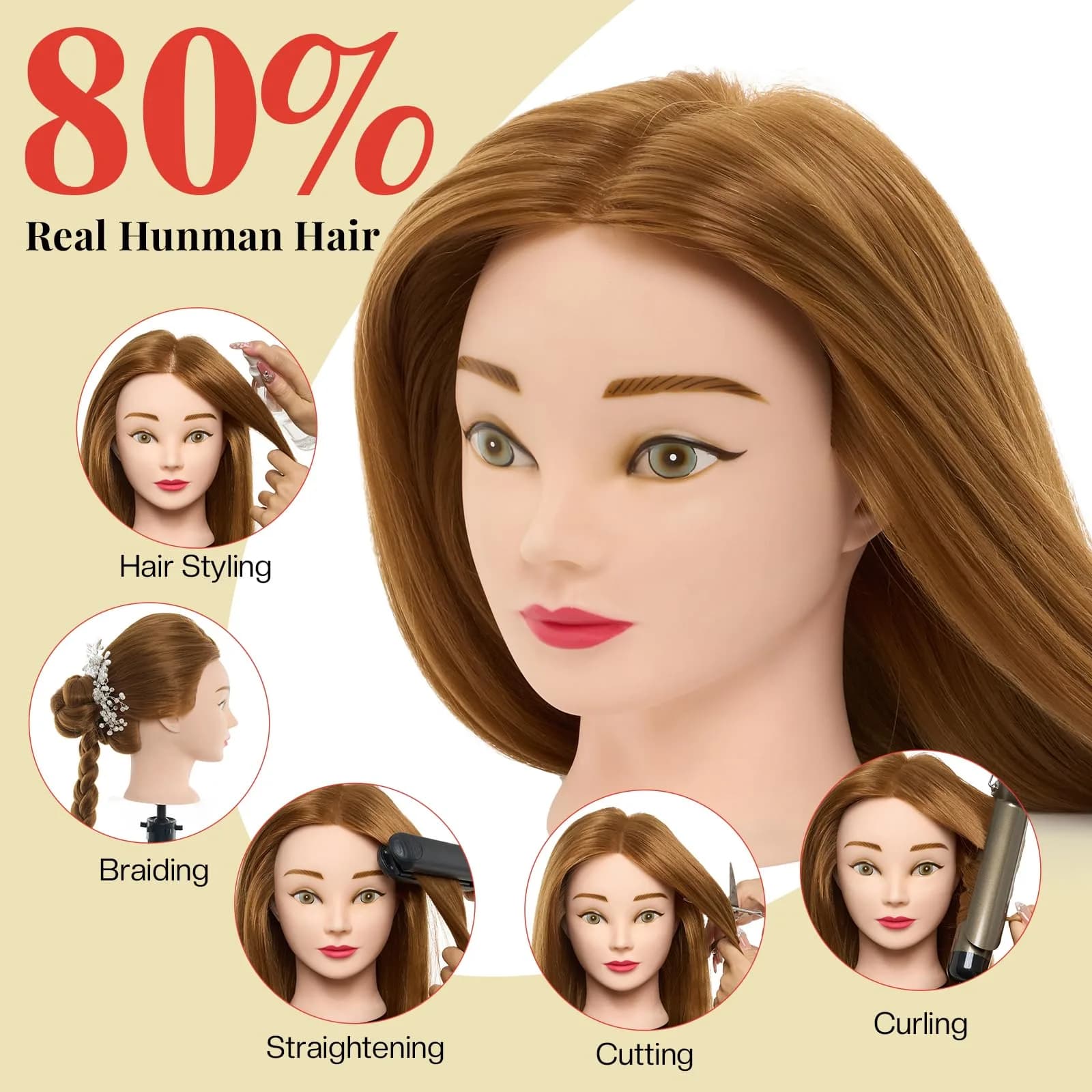Neverland Beauty & Health Mannequin Head with 80% Human Hair 26 Inch | Salon & Cosmetology Practice thumbnail 2