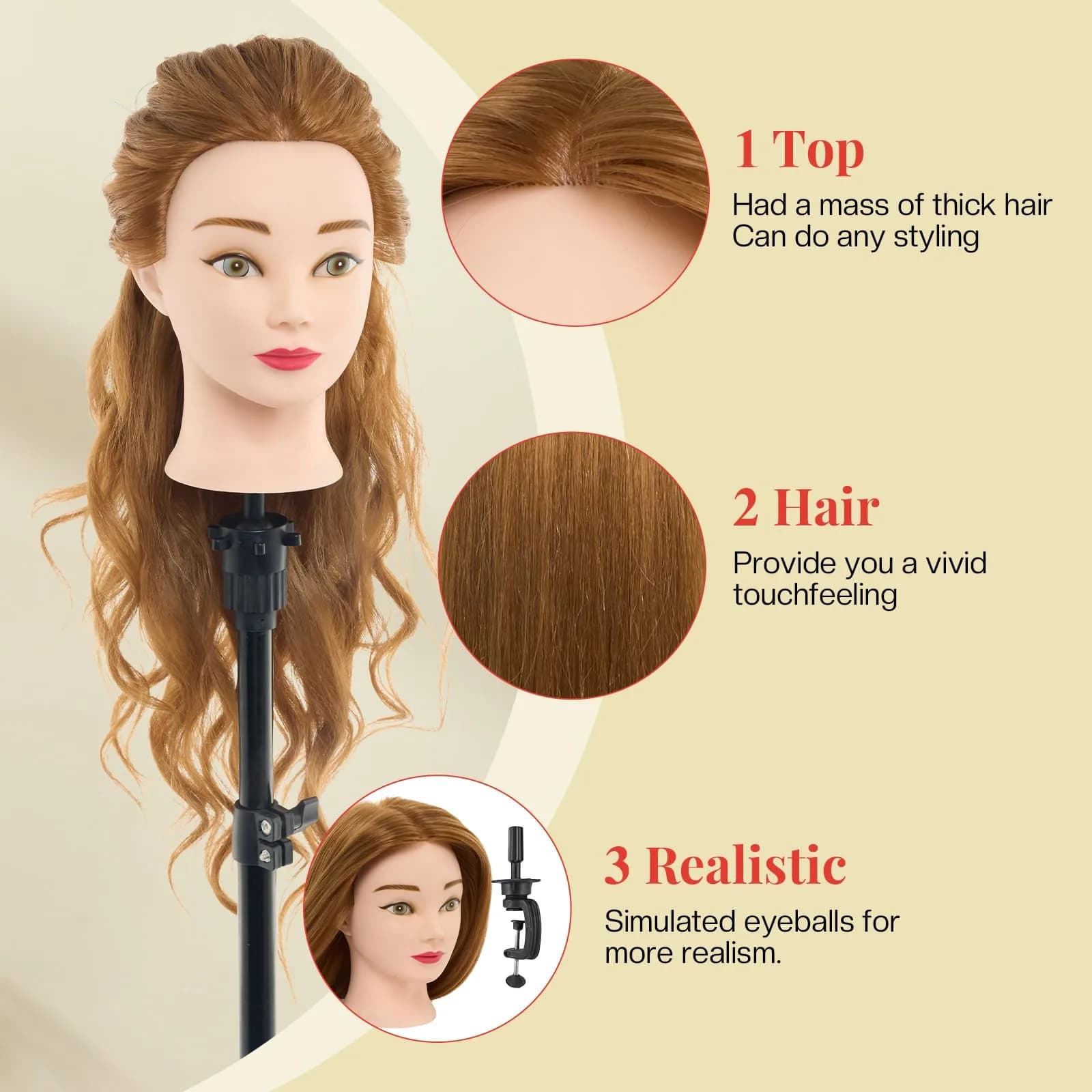 Neverland Beauty & Health Mannequin Head with 80% Human Hair 26 Inch | Salon & Cosmetology Practice thumbnail 3