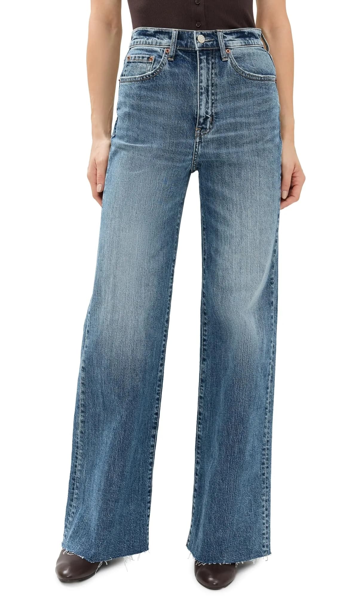 DAZE Women's Far Out High-Rise Wide Leg in New Indigo 26 | Loose Fit, Structured Hug Denim, 32" Inseam — Stunner / 28