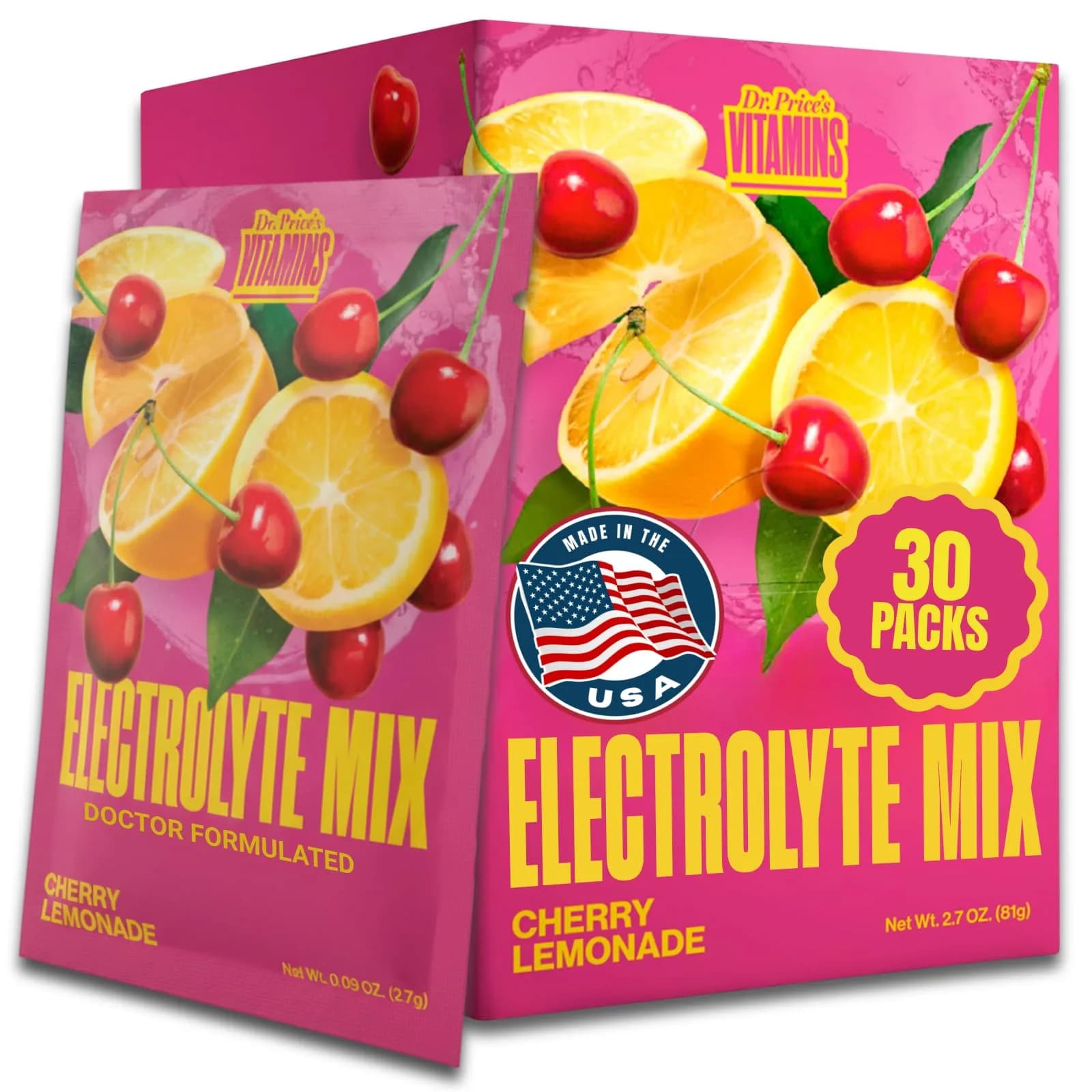 Dr. Price's Electrolytes Powder Packets, Cherry Lemonade | Sugar Free Hydration Support (70-120c) — Cherry Lemonade