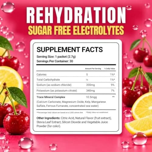 Dr. Price's Electrolytes Powder Packets, Cherry Lemonade | Sugar Free Hydration Support (70-120c) thumbnail 4