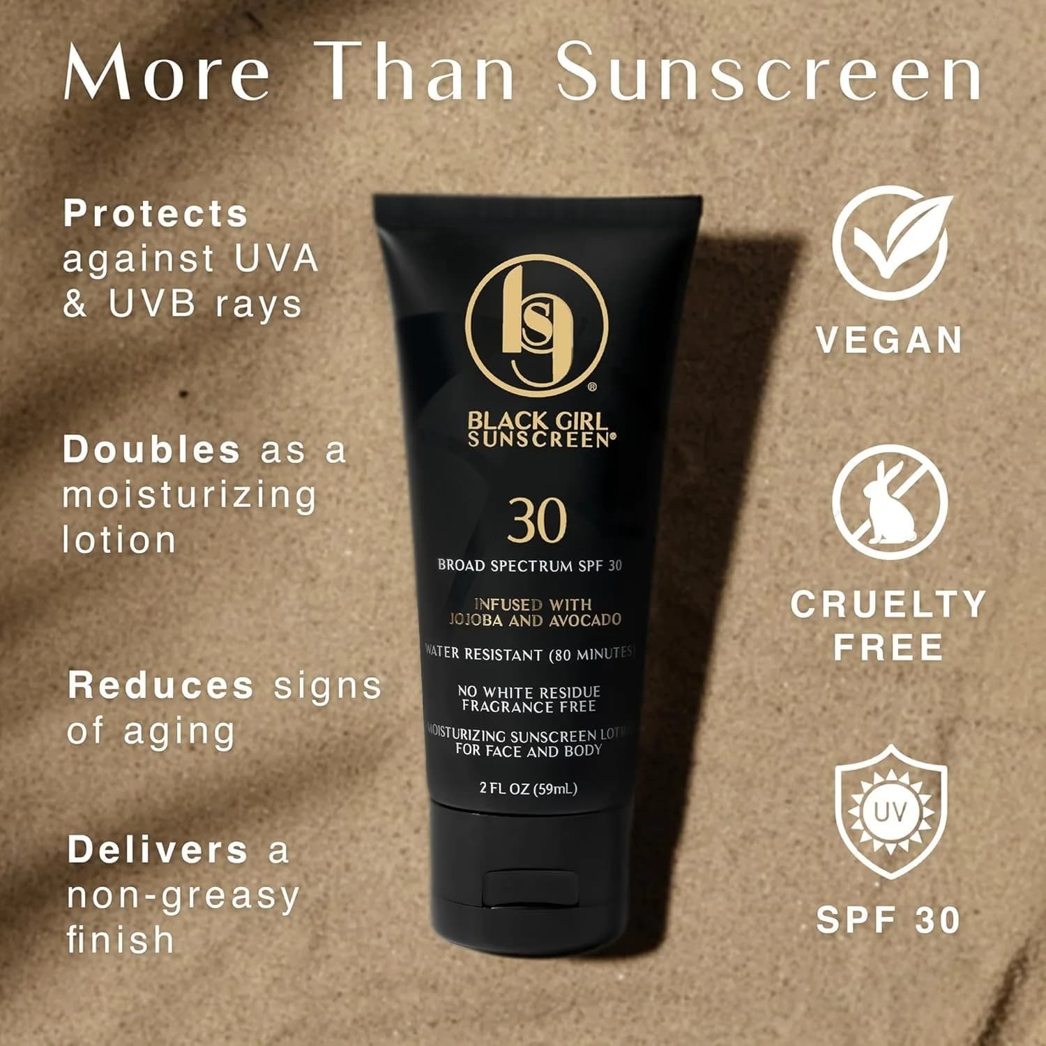 Black Girl Sunscreen SPF 30 Sun Lotion 118ml (2 Fl Oz) | Broad Spectrum UVA/UVB Protection - view 3