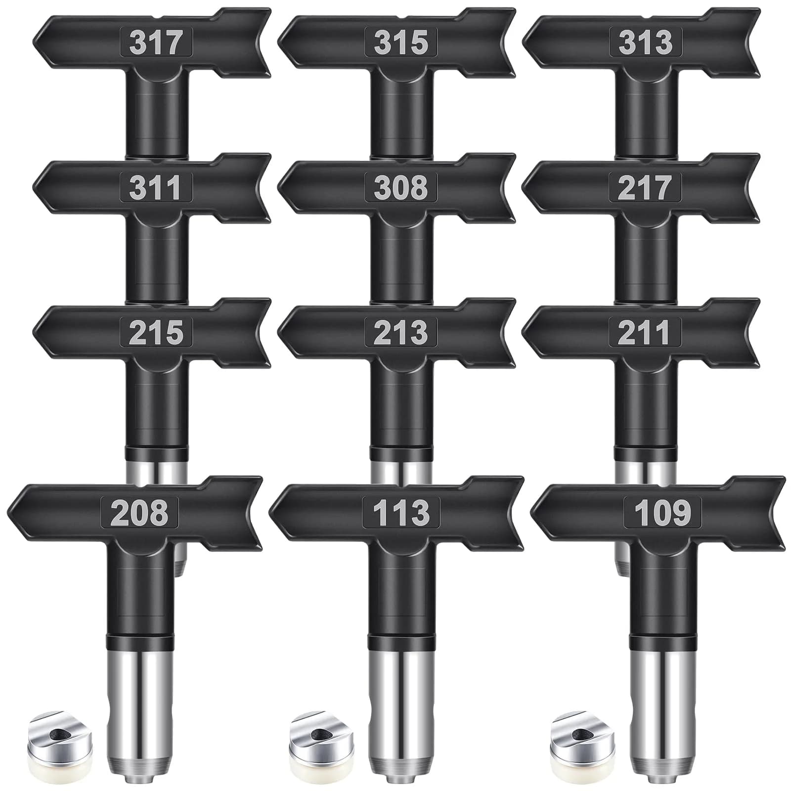 Zhengmy 12 Pcs Airless Paint Sprayer Tips Set 0.0109-0.0317 Inch Outlet | Reversible Spray Nozzles for Home & Industrial Painting - main product image