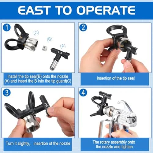 Zhengmy 12 Pcs Airless Paint Sprayer Nozzle Tips Set 413-623 | Reversible Spray Tips for Efficient Painting thumbnail 4