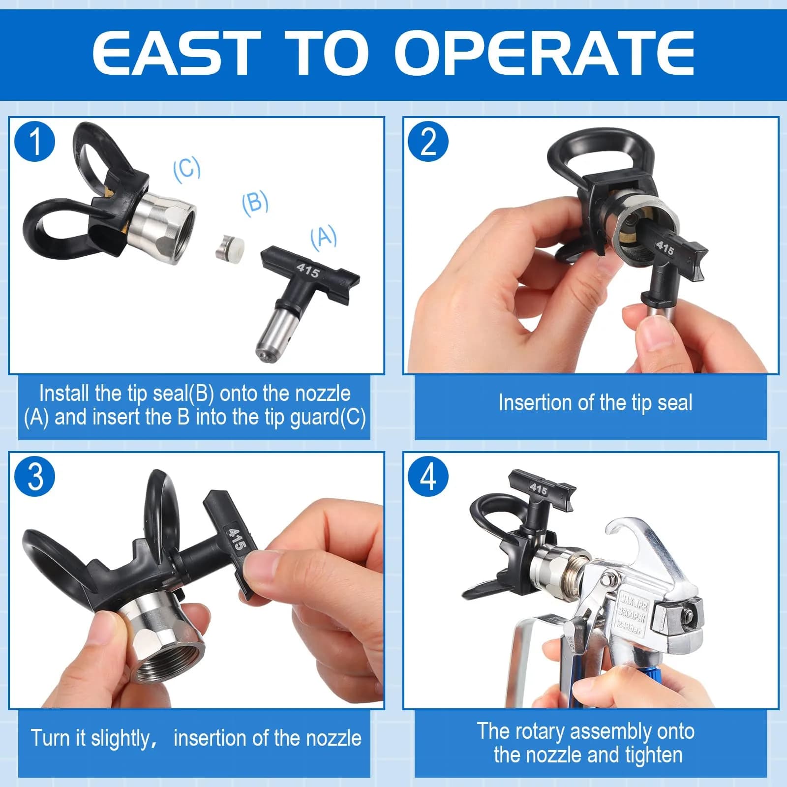 Zhengmy 12 Pcs Airless Paint Sprayer Nozzle Tips Set 413-623 | Reversible Spray Tips for Efficient Painting - view 4