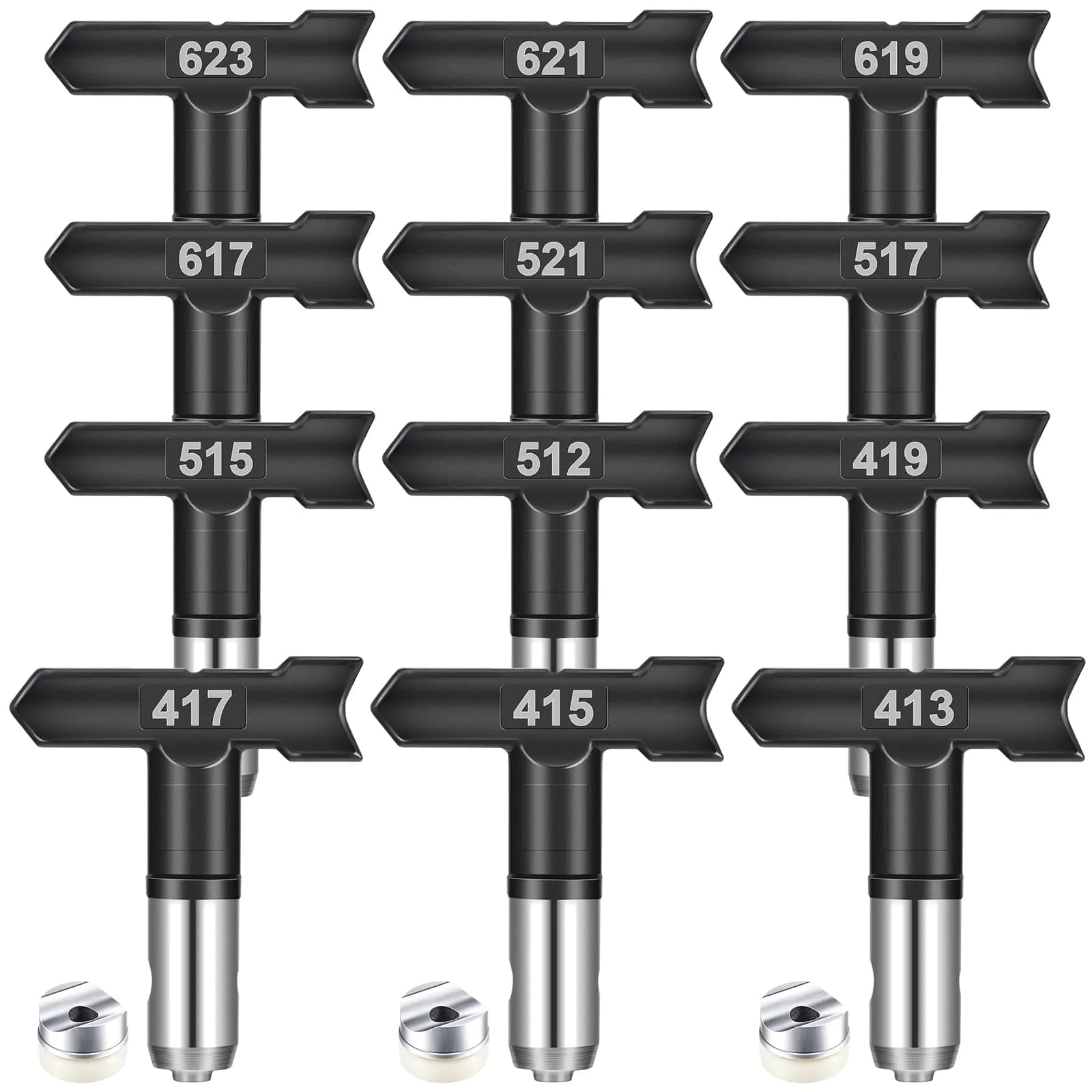 Zhengmy 12 Pcs Airless Paint Sprayer Nozzle Tips Set 413-623 | Reversible Spray Tips for Efficient Painting - main product image