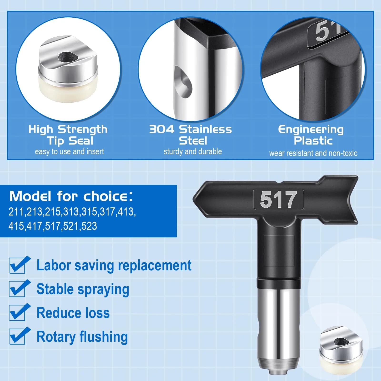 Zhengmy 12 Pcs Airless Paint Sprayer Nozzle Tips Set 413-623 | Reversible Spray Tips for Efficient Painting - view 2