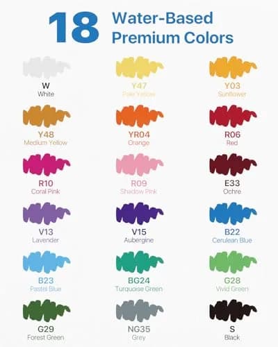JusArt Acrylic Paint Markers Brush Tip 18 Colors, Automatic Ink Control | Water-Based, Non-Toxic, Waterproof thumbnail 7