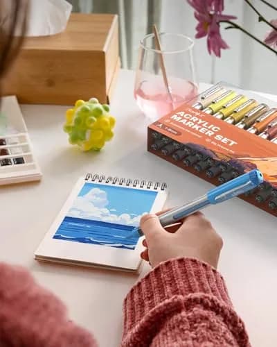 JusArt Acrylic Paint Markers Brush Tip 30 Colors, Automatic Ink Control | ASTM D4236 & EN71 Certified thumbnail 8