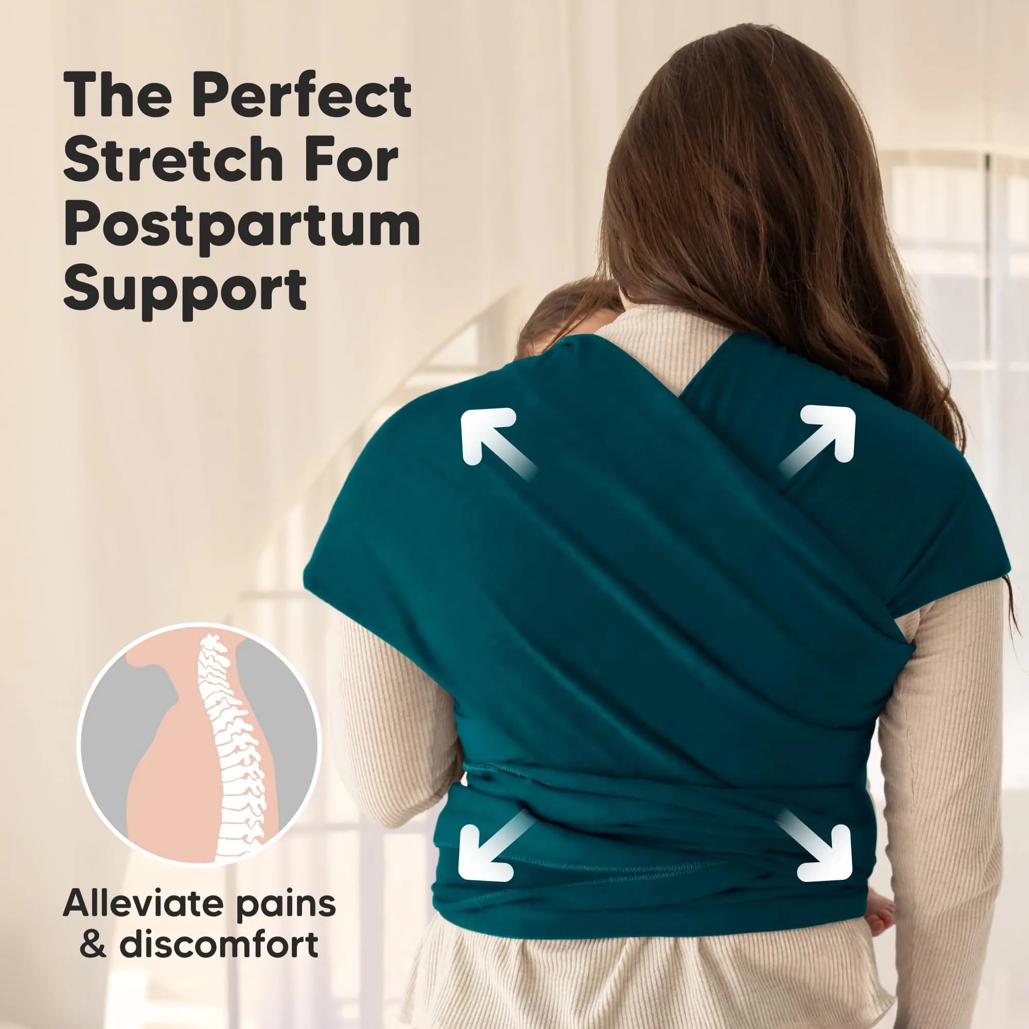 KeaBabies Original Baby Wrap Carrier Peacock Green | Ergonomic, IHDI Certified, Breathable Fabric for Newborns to Toddlers (7-35 lbs) - view 5