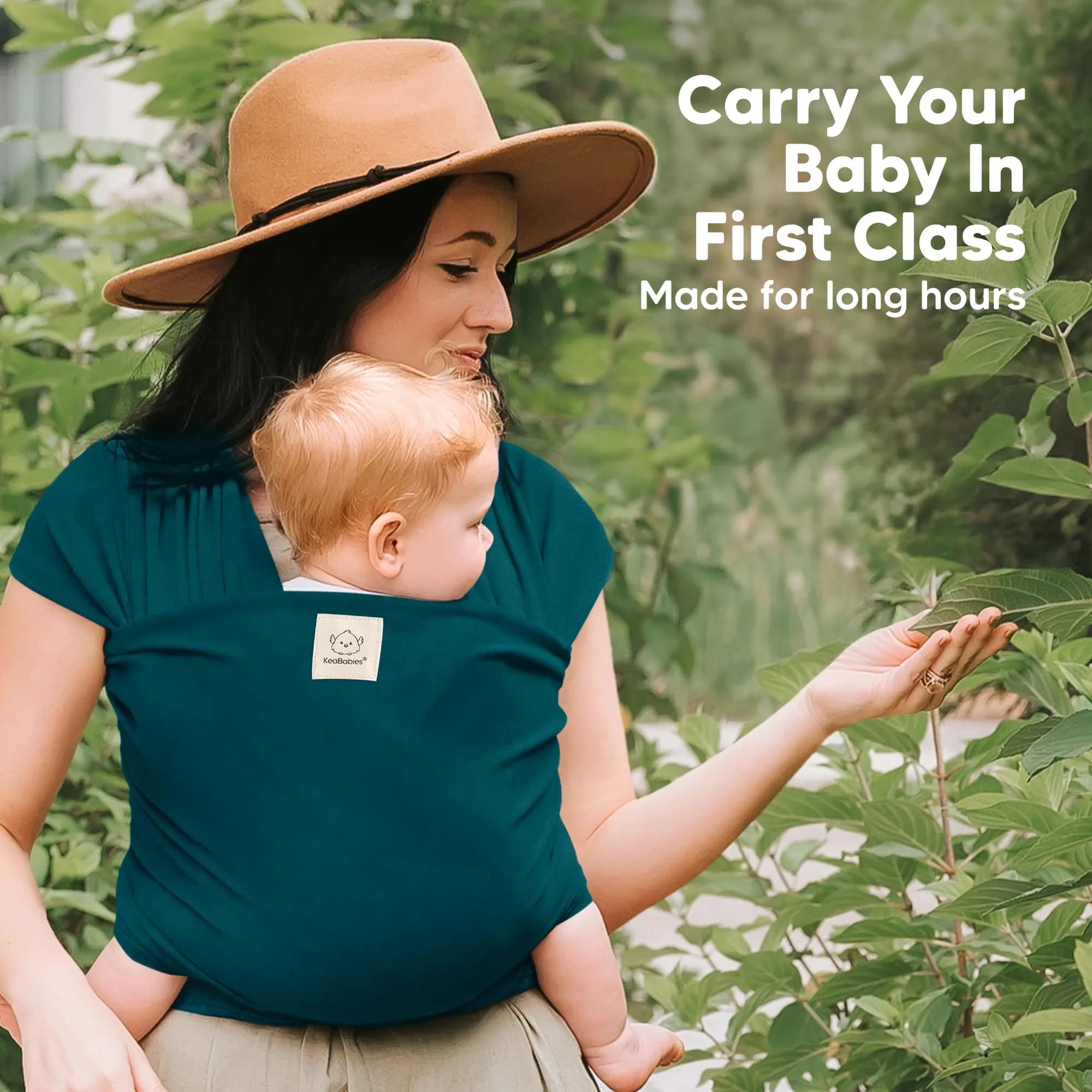 KeaBabies Original Baby Wrap Carrier Peacock Green | Ergonomic, IHDI Certified, Breathable Fabric for Newborns to Toddlers (7-35 lbs) - view 6