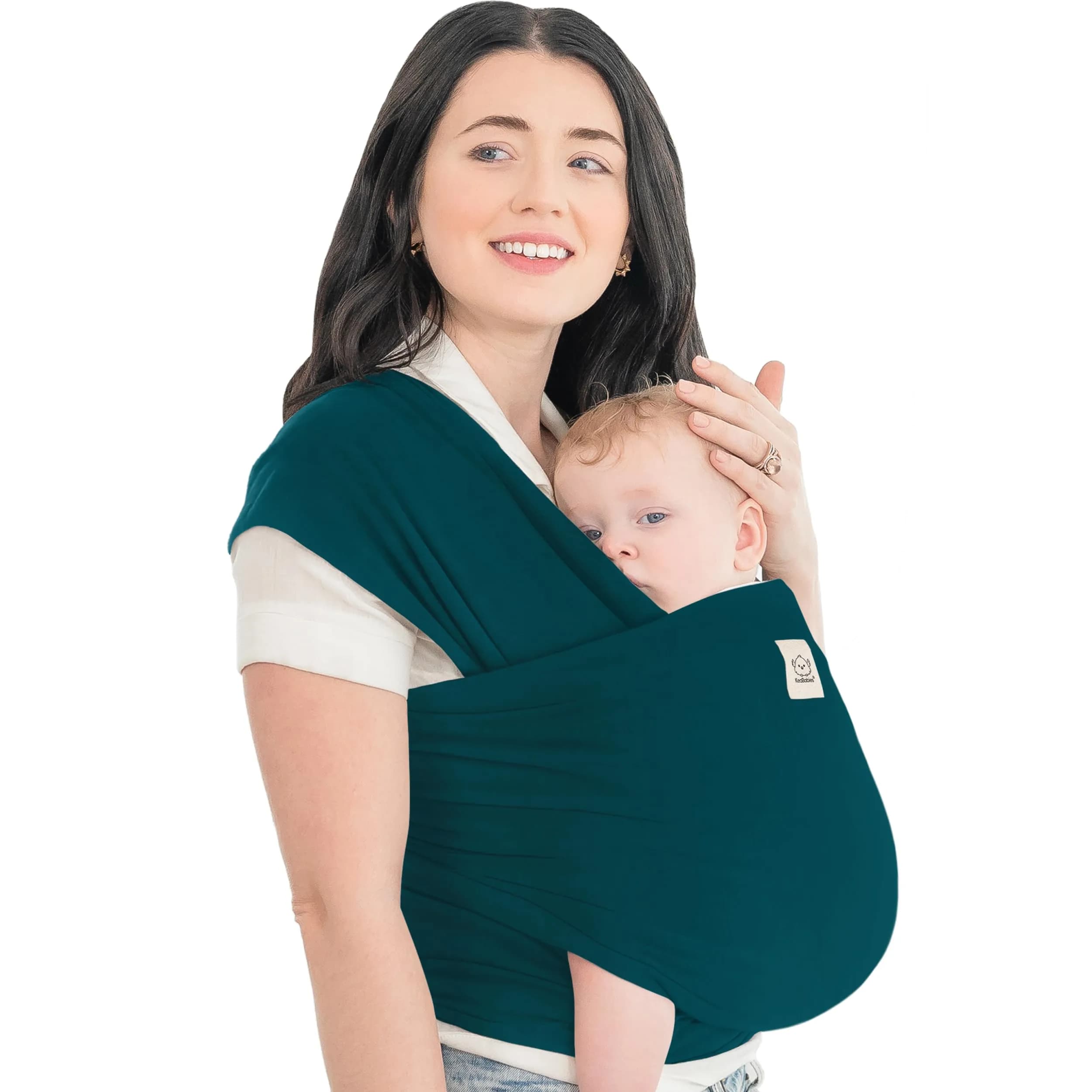 KeaBabies Original Baby Wrap Carrier Peacock Green | Ergonomic, IHDI Certified, Breathable Fabric for Newborns to Toddlers (7-35 lbs)