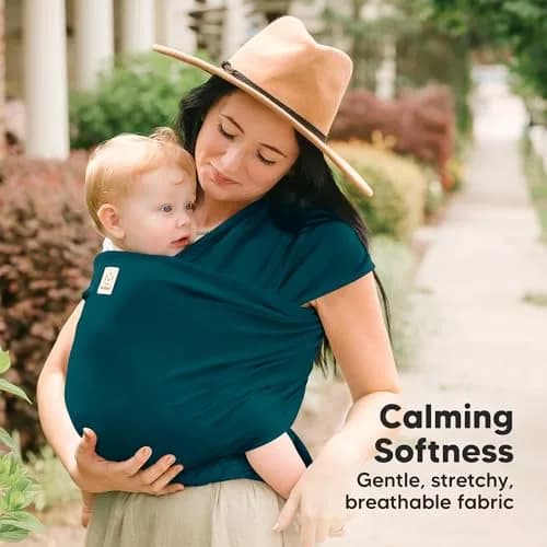 KeaBabies Original Baby Wrap Carrier Peacock Green | Ergonomic, IHDI Certified, Breathable Fabric for Newborns to Toddlers (7-35 lbs) thumbnail 3