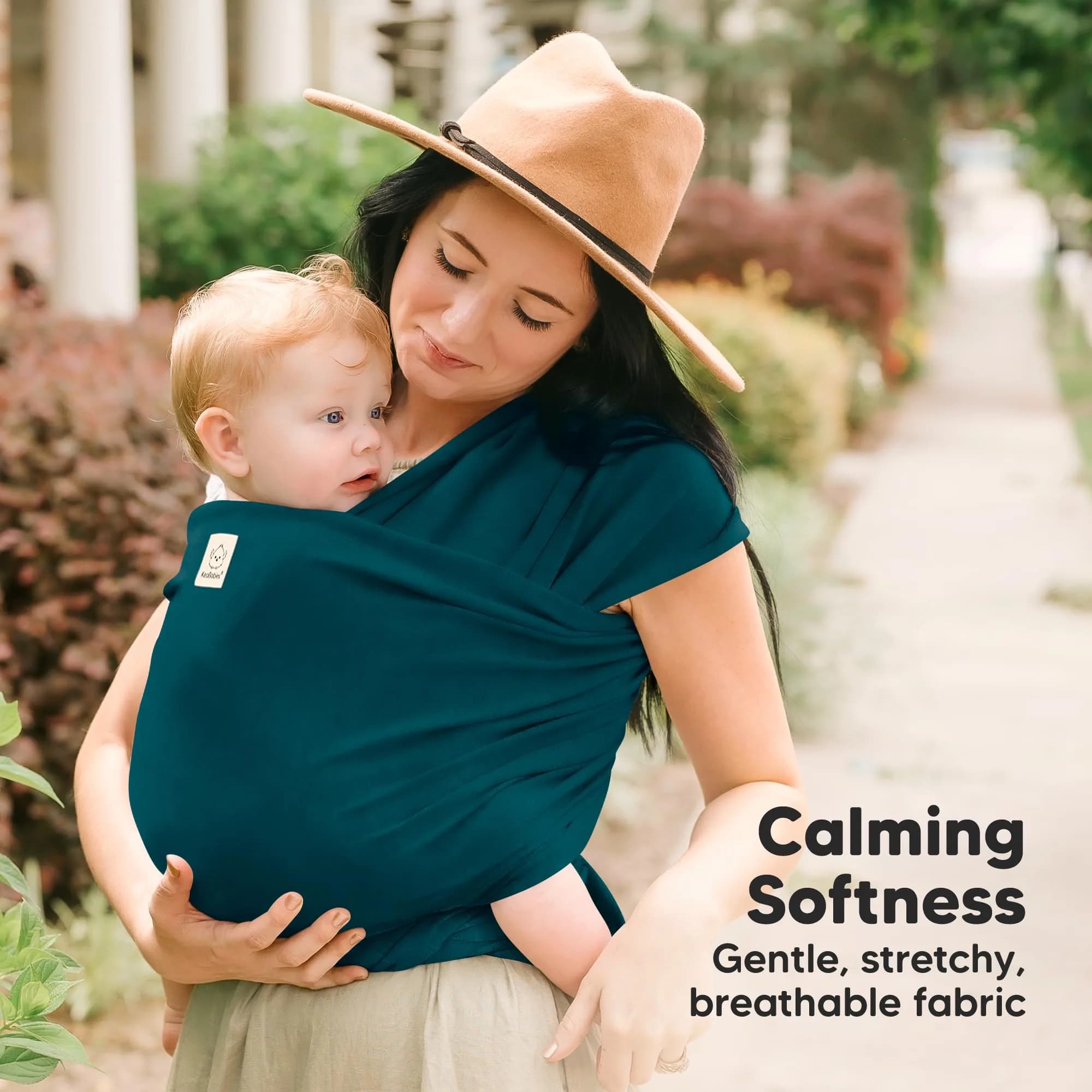 KeaBabies Original Baby Wrap Carrier Peacock Green | Ergonomic, IHDI Certified, Breathable Fabric for Newborns to Toddlers (7-35 lbs) - view 3