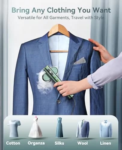 Jack & Rose Travel Steamer for Clothes | 100-220V Portable Iron & Steamer 15s Heat Up, 2-in-1, Large Ceramic Panel, Global & Europe thumbnail 5