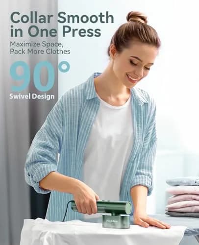 Jack & Rose Travel Steamer for Clothes | 100-220V Portable Iron & Steamer 15s Heat Up, 2-in-1, Large Ceramic Panel, Global & Europe thumbnail 7