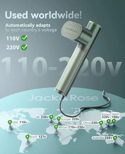 Jack & Rose Travel Steamer for Clothes | 100-220V Portable Iron & Steamer 15s Heat Up, 2-in-1, Large Ceramic Panel, Global & Europe thumbnail 2