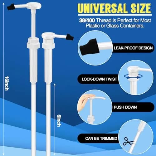 DupakSYS 2 Pack 5 Gallon Pump Dispenser 1 oz Pump with 50cm Extended Tube | Dispenses 30cc Per Press thumbnail 2