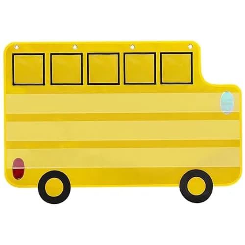 ALSLEA School Bus Shaped Pocket Chart 86cm x 56cm (33 ⅞ " x 22") | Large Classroom Hanging Organizer thumbnail 8