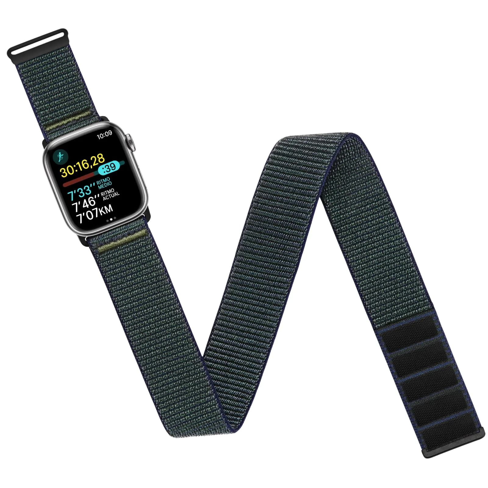 Straplanet Apple Watch Sport Armband & Ankle Strap | Breathable Nylon, Adjustable Fit (38mm-49mm) — Standard (BlueGreen) / 44/45/49/46mm/42mm(Series 3 2 1) L-410mm