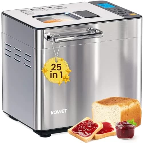 KOVIET 25‑in‑1 Bread Maker Machine 2lb | Automatic Dual Dispenser, Stainless Steel, 13-hr Delay Timer thumbnail 1