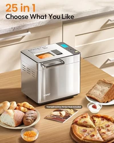 KOVIET 25‑in‑1 Bread Maker Machine 2lb | Automatic Dual Dispenser, Stainless Steel, 13-hr Delay Timer thumbnail 2