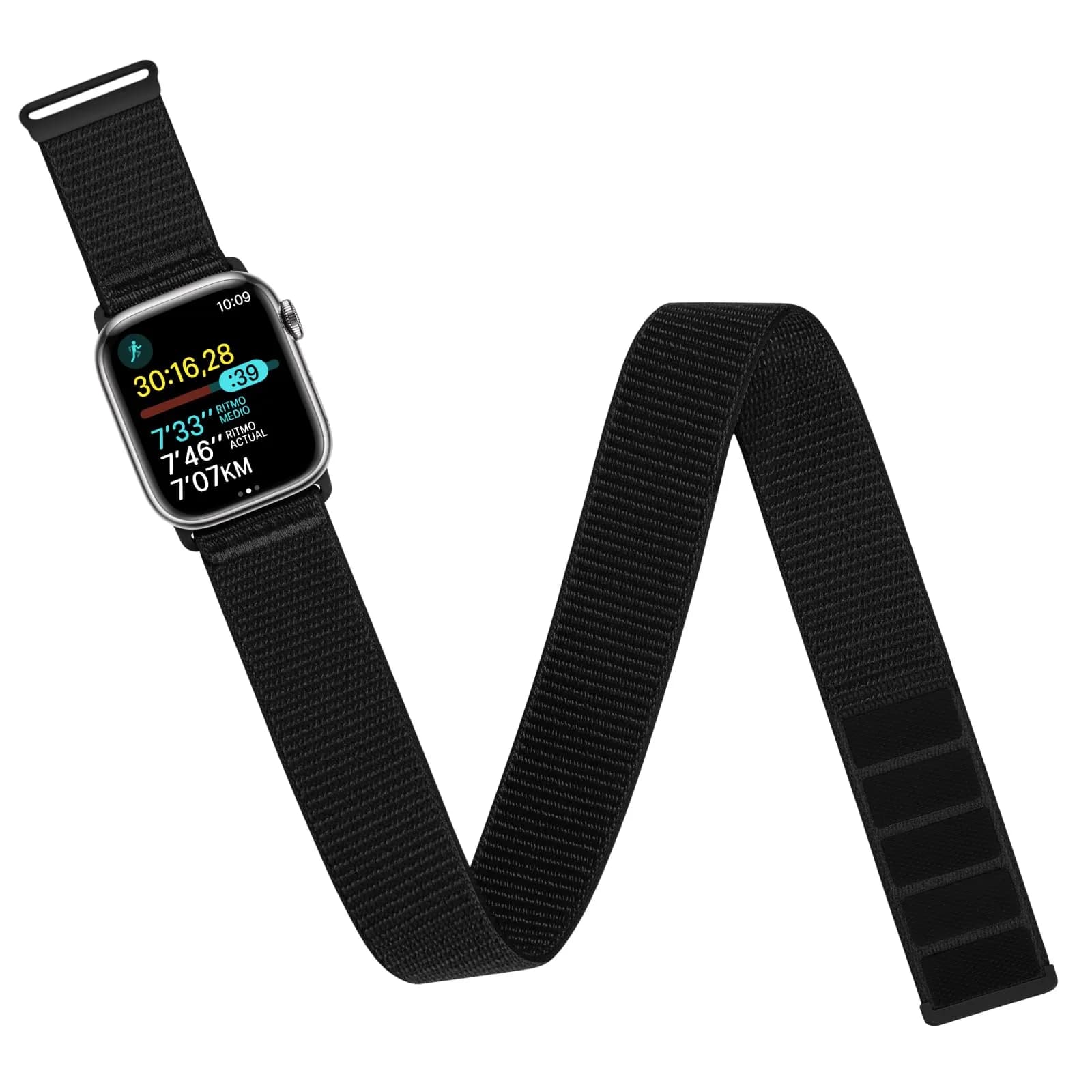 Straplanet Apple Watch Sport Armband & Ankle Strap | Breathable Nylon, Adjustable Fit (38mm-49mm) — Standard (Black)
