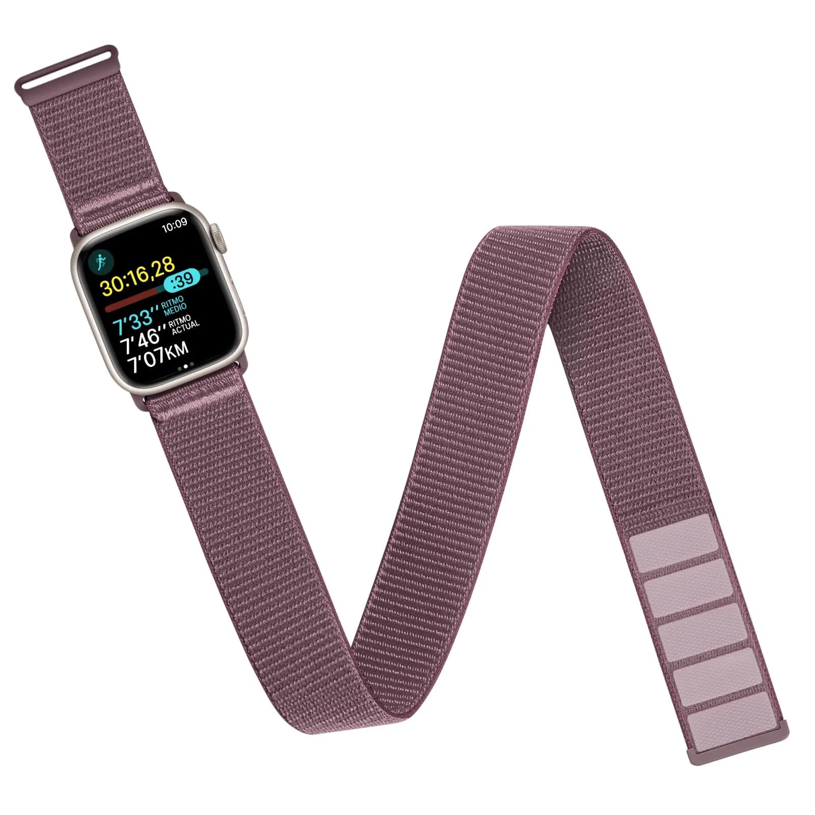 Straplanet Apple Watch Sport Armband & Ankle Strap | Breathable Nylon, Adjustable Fit (38mm-49mm) — Standard (SmokePurple) / 44/45/49/46mm/42mm(Series 3 2 1) L-410mm