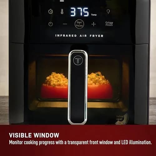 T-Fal Infrared Air Fryer 6 Qt | 7-in-1 Digital Touch Screen, No-Shake Technology, 1550W, Black thumbnail 6