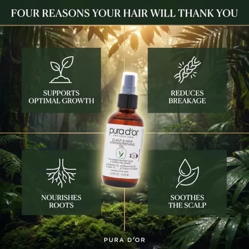 PURA D'OR Scalp & Hair Strengthening Oil 99ml (3.3 Fl Oz) | Ayurvedic Hair Growth & Breakage Reduction thumbnail 4
