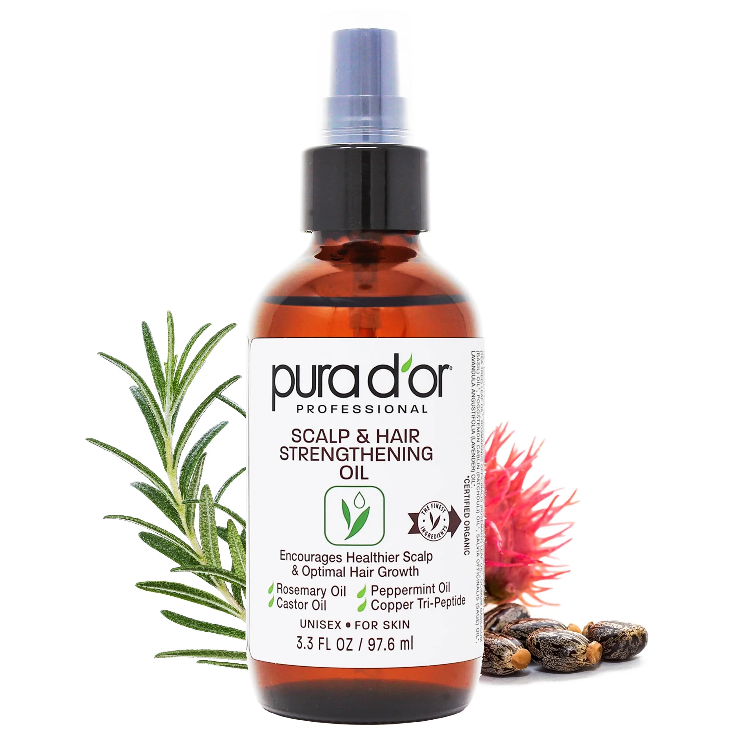 PURA D'OR Scalp & Hair Strengthening Oil 99ml (3.3 Fl Oz) | Ayurvedic Hair Growth & Breakage Reduction - main product image