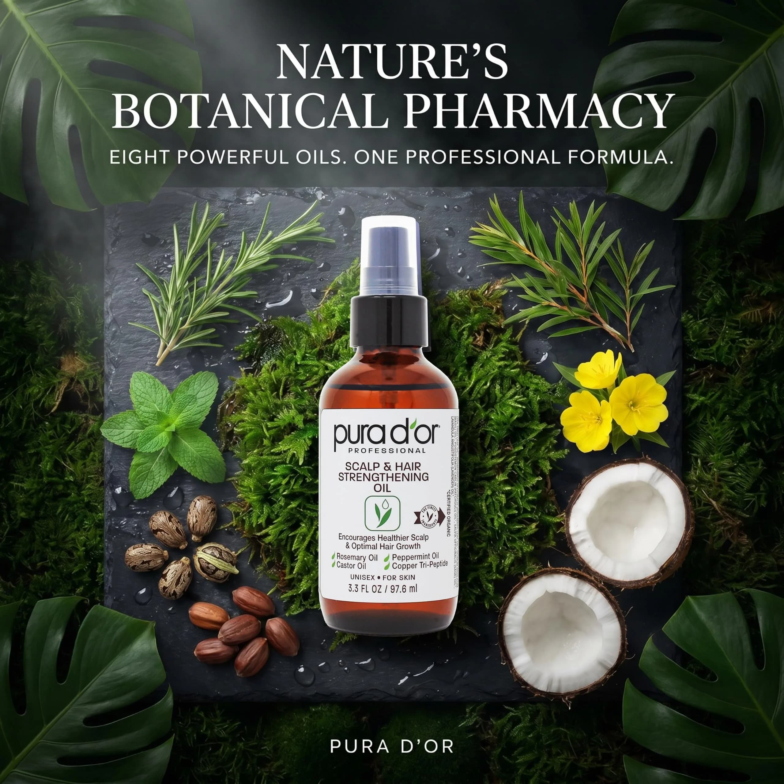 PURA D'OR Scalp & Hair Strengthening Oil 99ml (3.3 Fl Oz) | Ayurvedic Hair Growth & Breakage Reduction - view 3