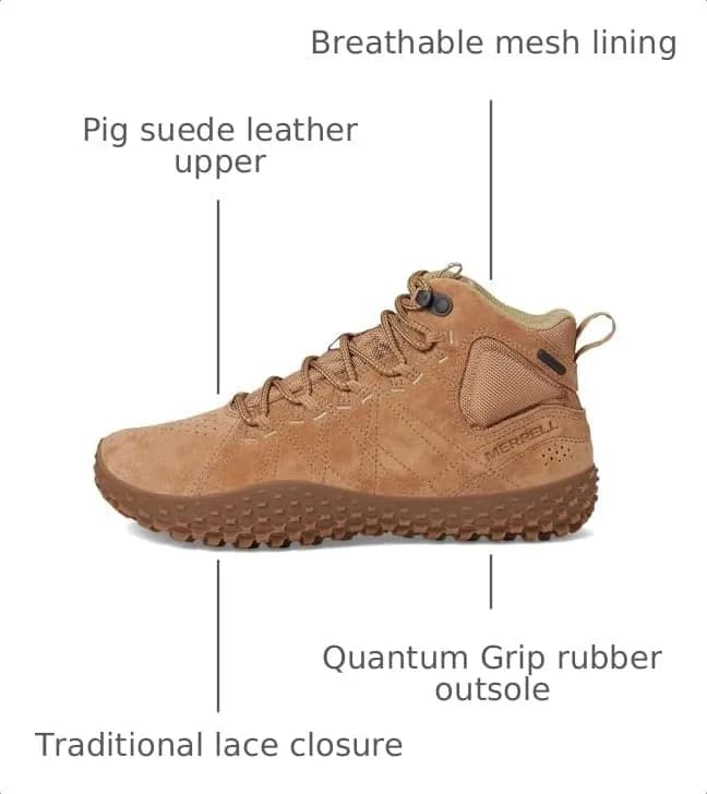 Merrell Wrapt Mid WP Shoes for Women | Barefoot Fit, Water-Resistant, Tobacco (5.5 US) thumbnail 3