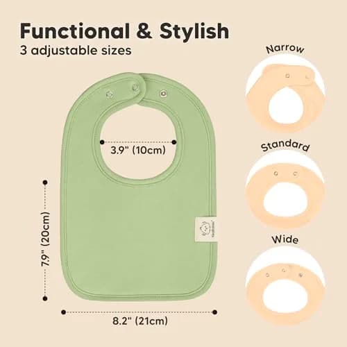 KeaBabies Organic Baby Bibs 8-Pack Dew | Ultra-Absorbent Cotton, Adjustable Nickel-Free Snaps thumbnail 2