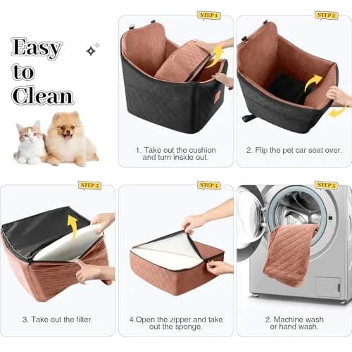 INDYBUD Dog Car Seat for Small/Medium Dogs | Memory Foam Travel Safety Booster (19 in) with Washable Cover thumbnail 4