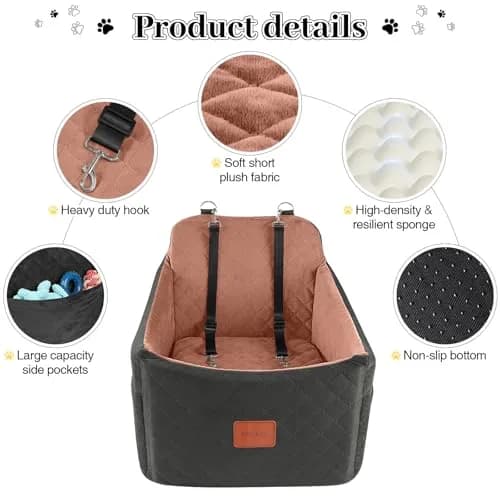 INDYBUD Dog Car Seat for Small/Medium Dogs | Memory Foam Travel Safety Booster (19 in) with Washable Cover thumbnail 5