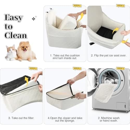 INDYBUD Dog Car Seat for Dogs up to 35lbs | Adjustable, Washable & Safe Travel Companion thumbnail 4