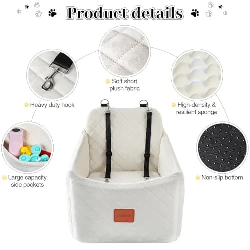INDYBUD Dog Car Seat for Dogs up to 35lbs | Adjustable, Washable & Safe Travel Companion thumbnail 5