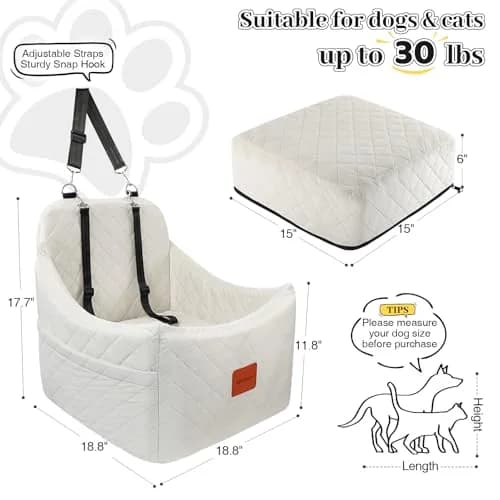 INDYBUD Dog Car Seat for Dogs up to 35lbs | Adjustable, Washable & Safe Travel Companion thumbnail 2