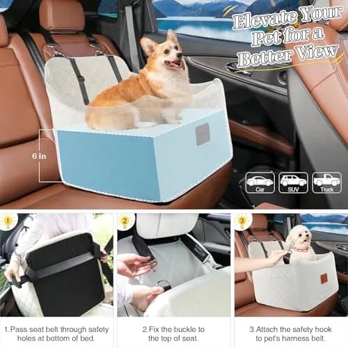 INDYBUD Dog Car Seat for Dogs up to 35lbs | Adjustable, Washable & Safe Travel Companion thumbnail 3