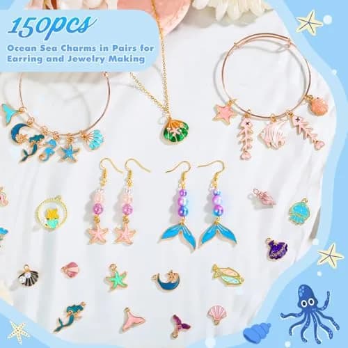 Acejoz 150 Pcs Ocean Beach Sea Charms for Jewelry Making and Crafting | Assorted Summer Sea Shells thumbnail 2