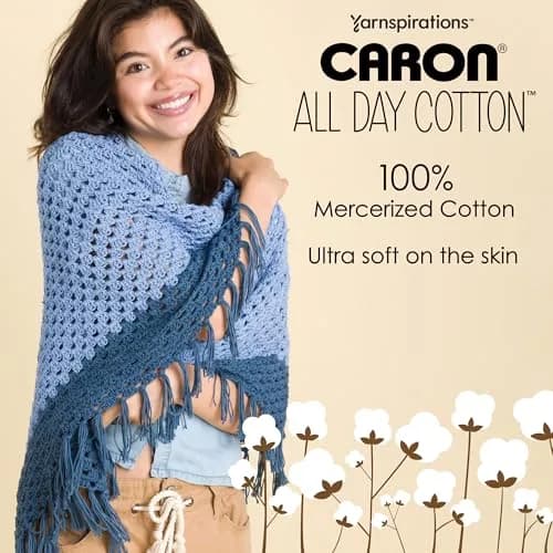 Caron All Day Cotton Yarn for Crocheting, Country Blue, 100g (3.52 oz) | 100% Mercerized Cotton thumbnail 2