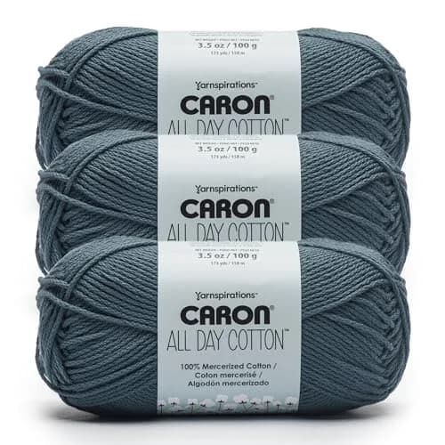 Caron All Day Cotton Morning Air Yarn - 3 Pack (300g/10.5oz) - 100% Mercerized Cotton - Worsted Weight — Country Blue